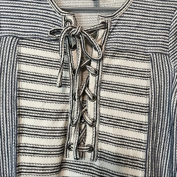 BCBGMaxAzria Lani Tie Front Striped Knit Dress 100% Cotton - Picture 4 of 8